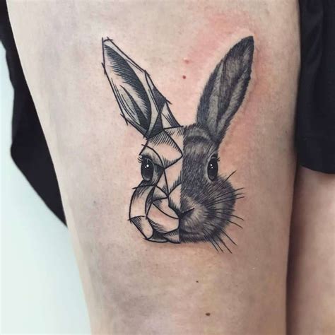 geometric bunny tattoo|60 Cute Rabbit Tattoo Ideas